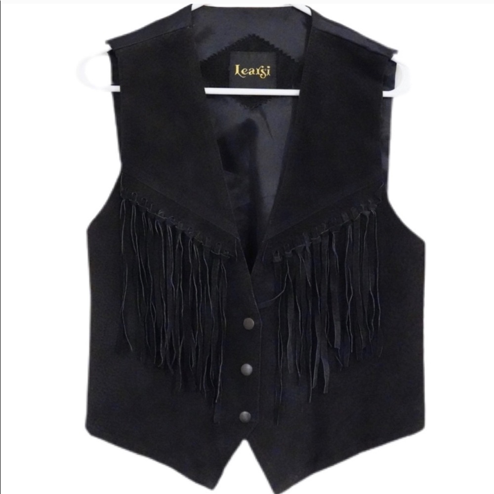 Learsi black fringe vest like new